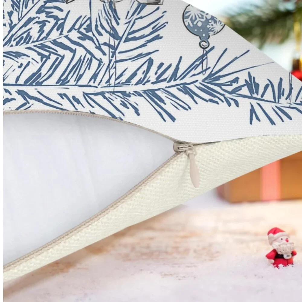 NEW SET OF 4 CHRISTMAS COTTON LINEN BLEND CHRISTMAS SEASONAL PILLOW COVERS 18